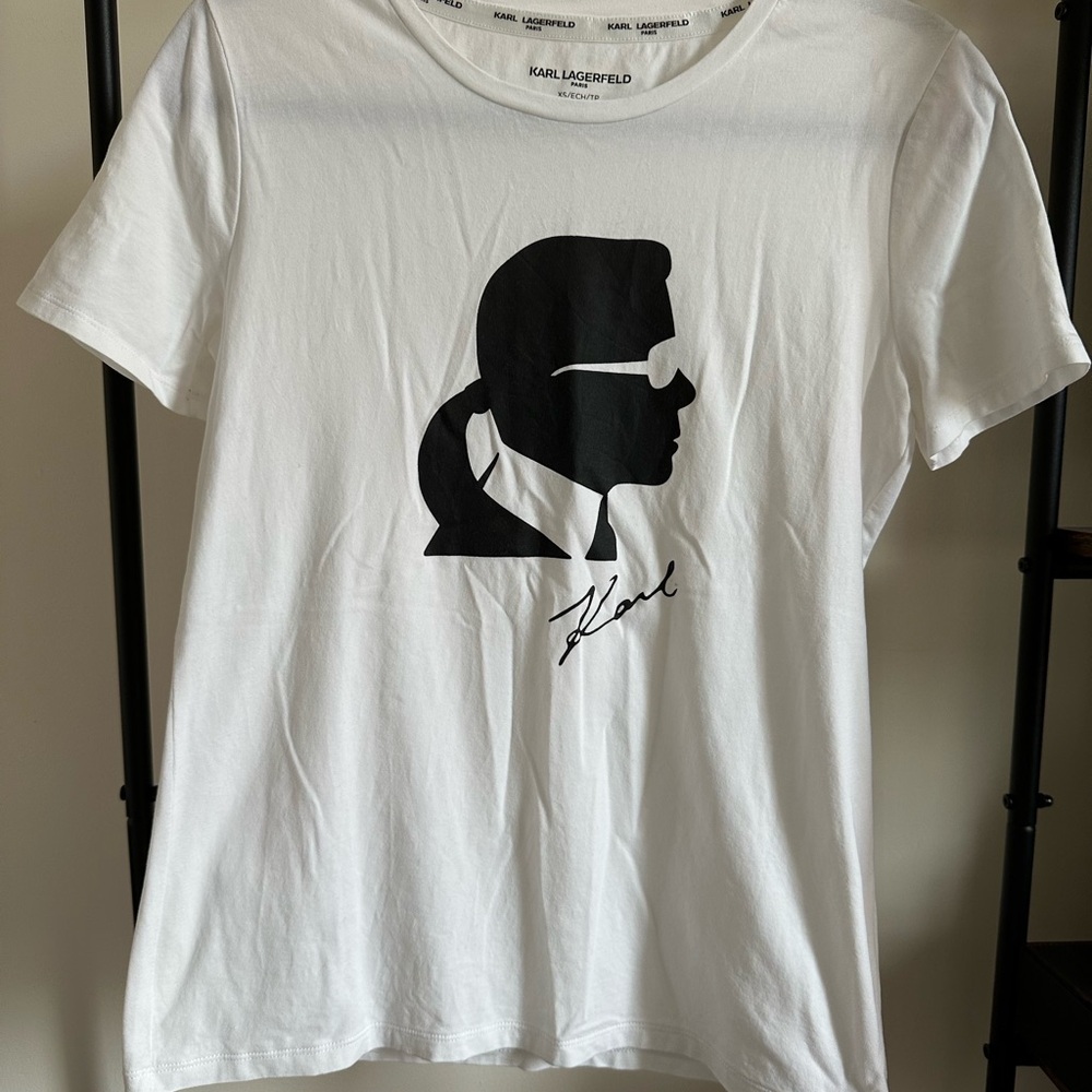 Karl Lagerfeld White Tee with Black Silhouette